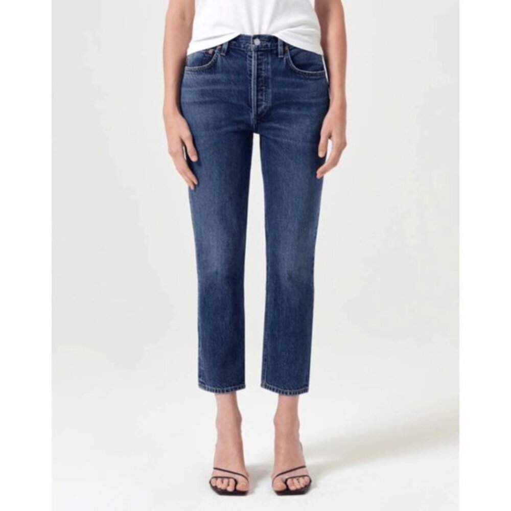 AGOLDE Riley Crop in Control Womens High-Rise Straight Leg Jeans Size 32